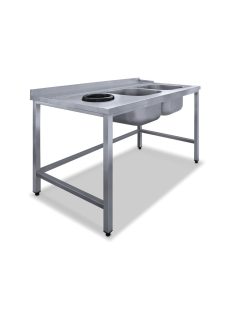   Befutóasztal 2 medencével, moslékolóval, Stalgast géphez, balról-jobbra 1450x800x850 mm