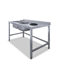   Befutóasztal 2 medencével, moslékolóval, Stalgast géphez, jobbról- balra 1450x800x850 mm