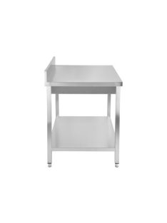   Rozsdamentes munkaasztal alsó polccal, hátsó felhajtással (100 mm), 1000x700x850 mm